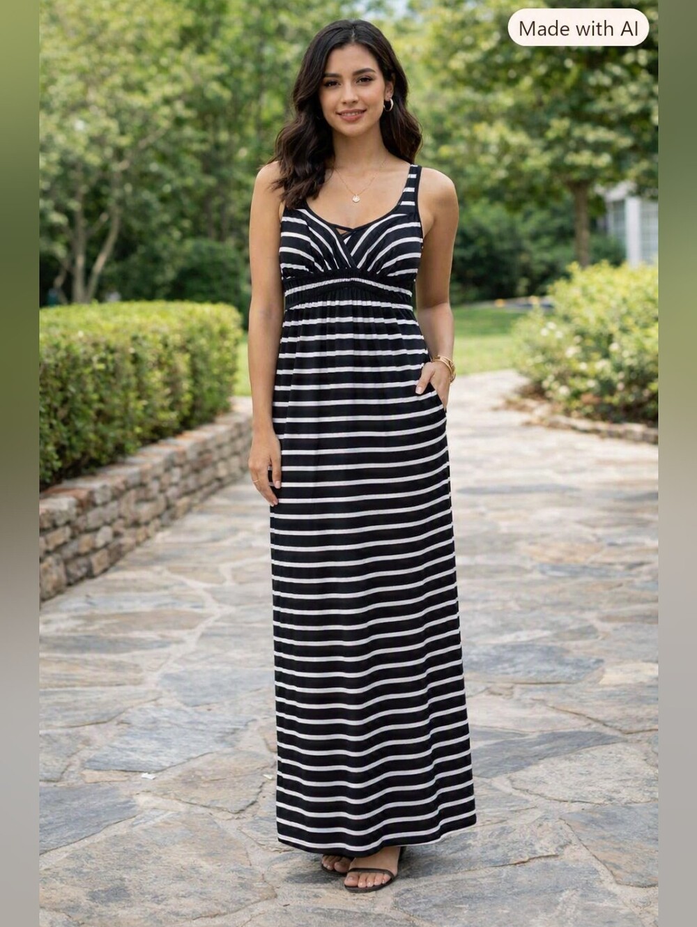Metaphor Black & White Strap Maxi Dress Size XL